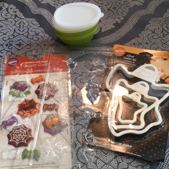 Wilton Candy Molds, Wilton Ghost Cookie Cutters and 2 Brain Jello Molds.